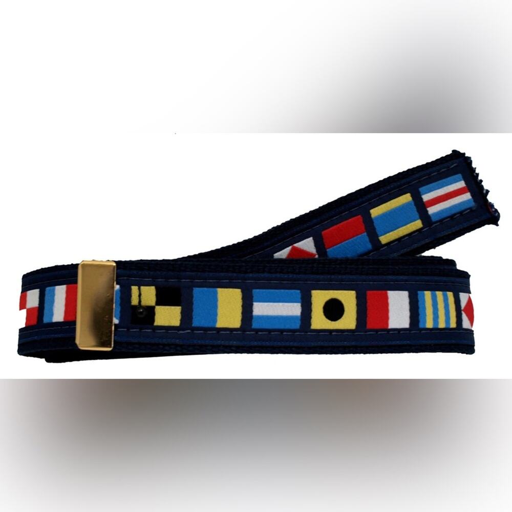 Skippers Nautical Code Flag Military Style Belt Khaki Webbing 40” with Buckle